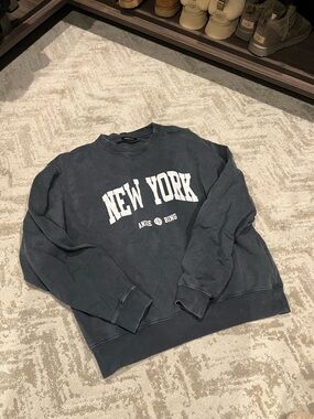 Anine Bing Charcoal 'New York' Crewneck Sweatshirt